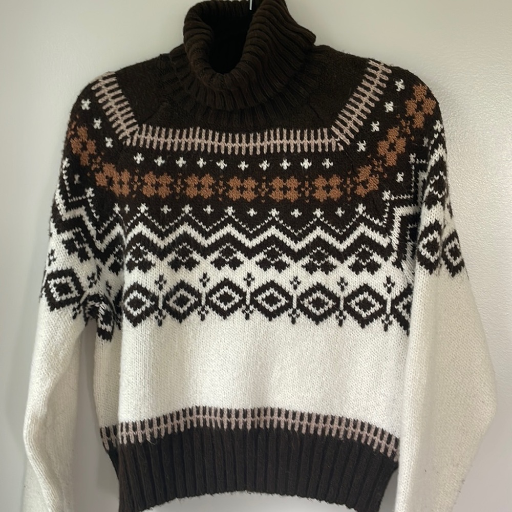 American Eagle Cotton Polyester and Acrylic brown turtleneck‎ sweater size Large